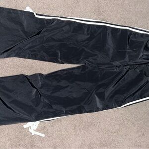 Black Track Pants with White Stripes